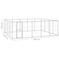Vidaxl Zunanji pasji boks pocinkano jeklo 24,2 m2