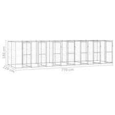 Vidaxl Zunanji pasji boks pocinkano jeklo 16,94 m2