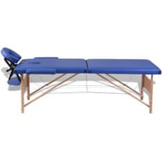 Greatstore Modra zložljiva masažna miza z 2 območji in lesenim okvirjem