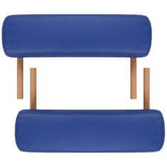 shumee Modra zložljiva masažna miza s 3 območji in lesenim okvirjem