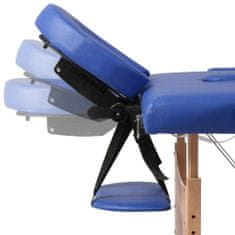 shumee Modra zložljiva masažna miza z 2 območji in lesenim okvirjem