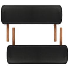 shumee Črna zložljiva masažna miza z 2 območji in lesenim okvirjem