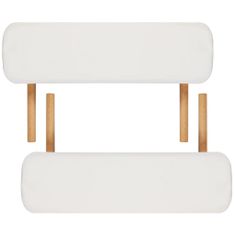 shumee Krem bela zložljiva masažna miza s 3 območji in lesenim okvirjem