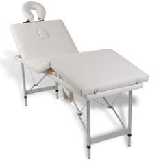 shumee Krem bela masažna miza s 4 območji in aluminjastim okvirjem