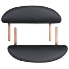 Greatstore Zložljiva masažna miza debelina 4 cm z 2 blazinama ovalna črna