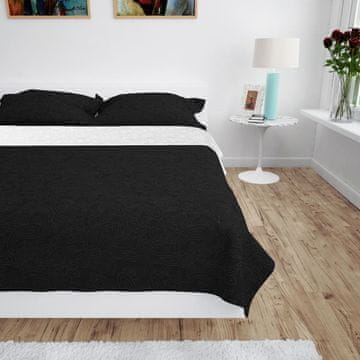 Vidaxl Dvostransko prešito pregrinjalo 170x210 cm črno in belo