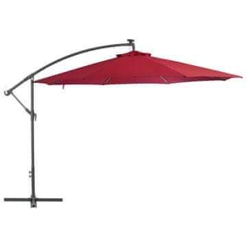 Vidaxl Previsni senčnik z aluminijastim drogom 350 cm bordo rdeča