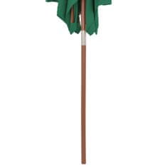 Greatstore Zunanji senčnik z lesenim drogom 150x200 cm zelene barve