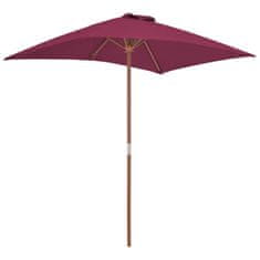 Vidaxl Zunanji senčnik z lesenim drogom 150x200 cm bordo rdeč