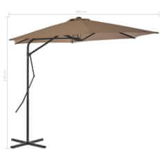 Vidaxl Zunanji senčnik z jeklenim drogom 300 cm taupe