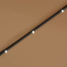 Vidaxl Zunanji senčnik z LED lučkami in jeklenim drogom 300 cm taupe