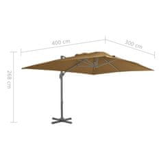 Vidaxl Previsni senčnik z aluminijastim drogom 400x300 cm taupe