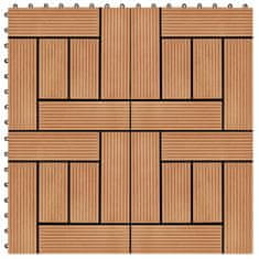 Vidaxl Talne plošče 22 kosov 30x30 cm 2 m2 WPC barva tikovine