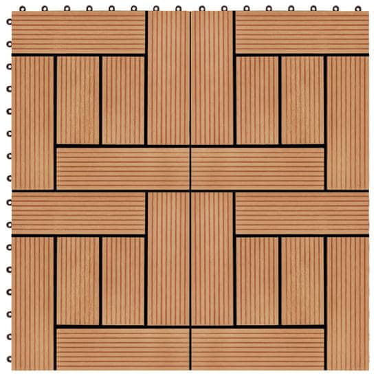 Vidaxl Talne plošče 22 kosov 30x30 cm 2 m2 WPC barva tikovine