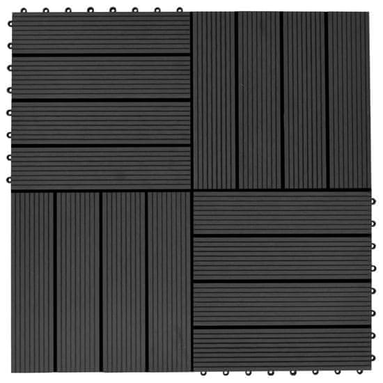 Vidaxl Talne plošče 22 kosov 30x30 cm 2 m2 WPC črne