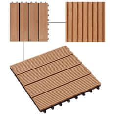 Vidaxl Talne plošče 22 kosov 30x30 cm 2 m2 WPC barva tikovine