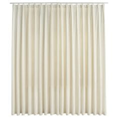 Vidaxl Zatemnitvena zavesa z obešali žametna krem 290x245 cm