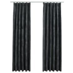 Vidaxl Zatemnitvene zavese 2 kosa z obešali žamet antracit 140x245 cm