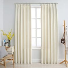 Vidaxl Zatemnitvene zavese 2 kosa z obešali žametne krem 140x245 cm