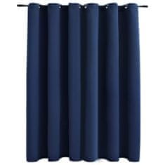 Vidaxl Zatemnitvena zavesa s kovinskimi obročki modra 290x245 cm