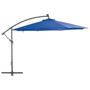 Vidaxl Previsni senčnik z aluminijastim drogom 350 cm moder