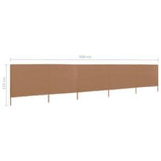 Greatstore 5-panelni vetrobran tkanina 600x80 cm taupe