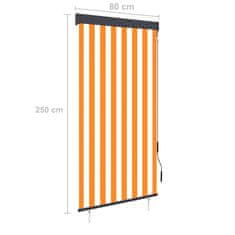 Vidaxl Zunanje rolo senčilo 80x250 cm belo in oranžno