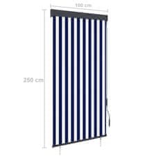 Vidaxl Zunanje rolo senčilo 100x250 cm modro in belo