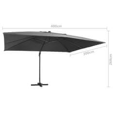 Vidaxl Stranski senčnik LED in aluminijast drog 400x300 cm antraciten