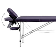 Vidaxl Zložljiva masažna miza 2-conska aluminij vijolična