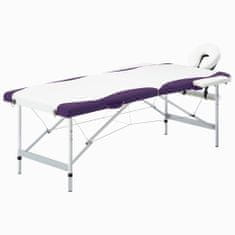 Vidaxl 2-conska zložljiva masažna miza aluminij bela in vijolična