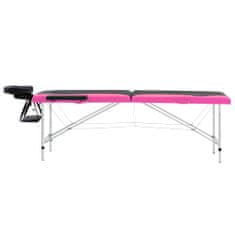 shumee 2-conska zložljiva masažna miza aluminij črne in roza barve