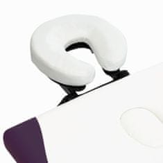 shumee 2-conska zložljiva masažna miza aluminij bela in vijolična