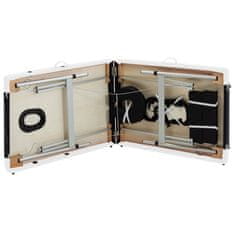 Vidaxl 2-conska zložljiva masažna miza aluminij črna in bela