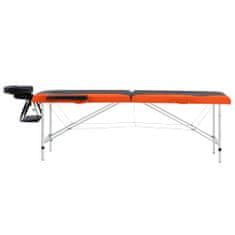 shumee 2-conska zložljiva masažna miza aluminij črna in oranžna