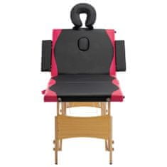 Greatstore Zložljiva masažna miza 4-conska les črna in roza