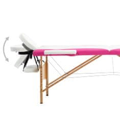Vidaxl Zložljiva masažna miza 2-conska les bela in roza