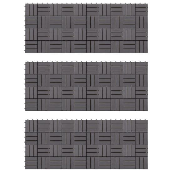 Vidaxl Talne plošče 30 kosov sive 30x30 cm trden akacijev les