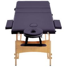 shumee Zložljiva masažna miza 3-conska les vijolična