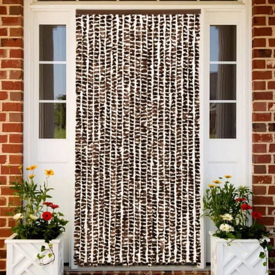 Vidaxl Zavesa proti mrčesu rjava in bela 90x220 cm šenilja