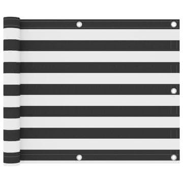 Vidaxl Balkonsko platno antracitno in belo 75x600 cm oksford blago
