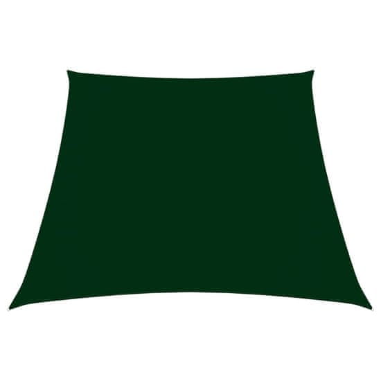 Vidaxl Senčno jadro oksford blago trapez 4/5x3 m temno zeleno