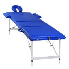 Greatstore Modra zložljiva masažna miza z 3 območji in aluminjastim okvirjem