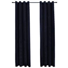 Vidaxl Zatemnitvene zavese z obročki 2 kosa žamet črne 140x245 cm