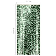 Greatstore Zavesa proti mrčesu zelena in bela 90x220 cm šenilja