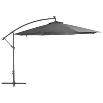 Vidaxl Previsni senčnik z aluminijastim drogom 350 cm antracitne barve