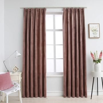 Vidaxl vidaXL Zavese s kavlji, 2 kosa, žamet, prašno roza, 140x225 cm
