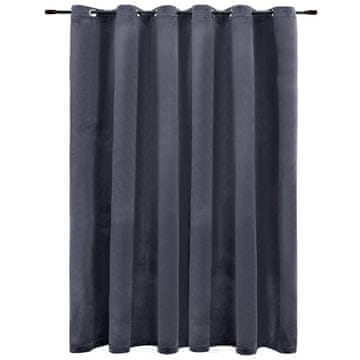Vidaxl Zatemnitvena zavesa z obročki žametna antracitna 290x245 cm