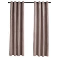Vidaxl Zatemnitvene zavese z obročki 2 kosa taupe 140x245 cm
