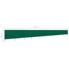 Vidaxl 9-panelni vetrobran tkanina 1200x120 cm zelen